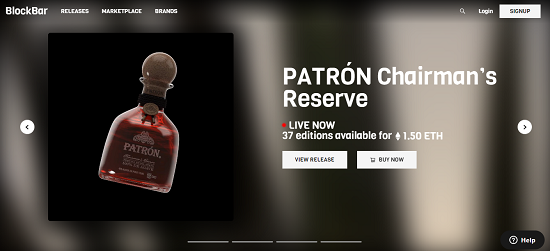 PATRÓN Chairman’s Reserve NFT on BlockBar.com